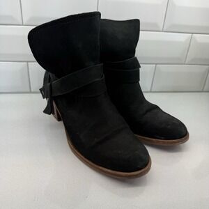 UGG Elora Women's Size 8 Black Nubuck Leather Block Heel Booties Pull On